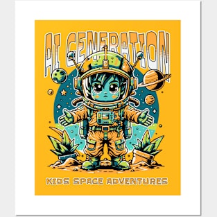 kIDS SPACE ADVENTURE AI GENERATION Posters and Art